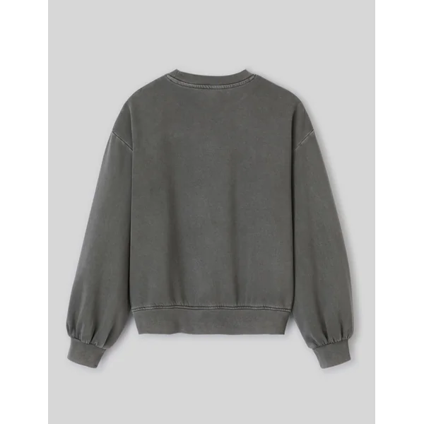 Sweat col rond broderie léopard Noir