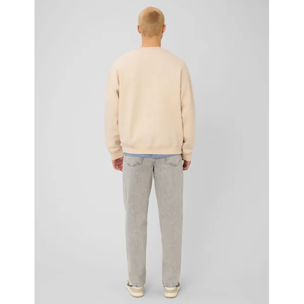 Sweat col rond broderie poitrine Blanc cassé