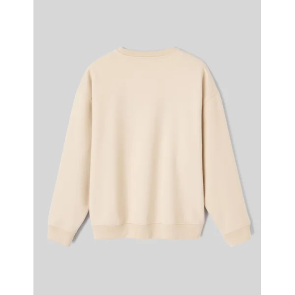 Sweat col rond broderie poitrine Blanc cassé