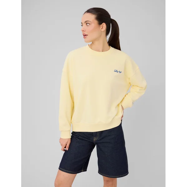 Sweat col rond imprimé JAUNE PASTEL