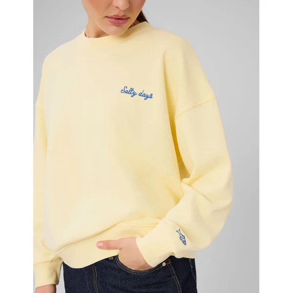 Sweat col rond imprimé JAUNE PASTEL