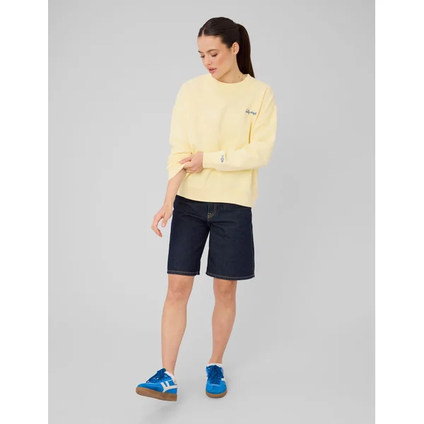 Sweat col rond imprimé JAUNE PASTEL
