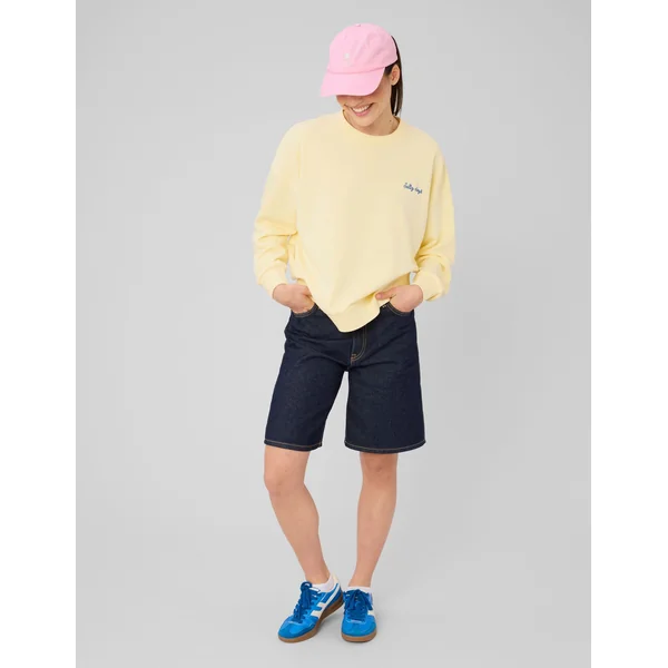 Sweat col rond imprimé JAUNE PASTEL