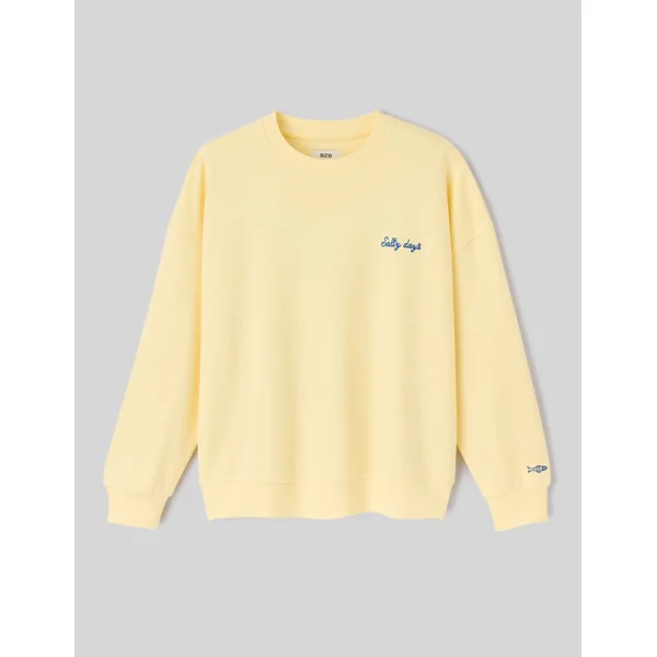 Sweat col rond imprimé JAUNE PASTEL