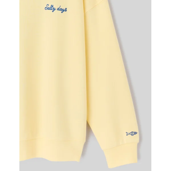 Sweat col rond imprimé JAUNE PASTEL