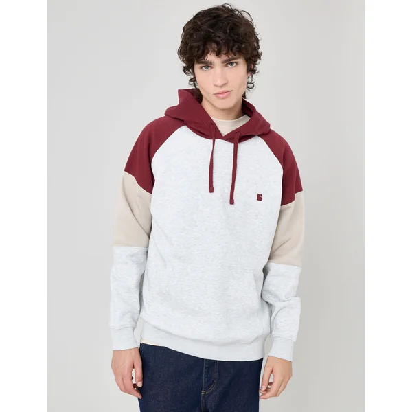 Sweat colorblock à capuche Gris clair
