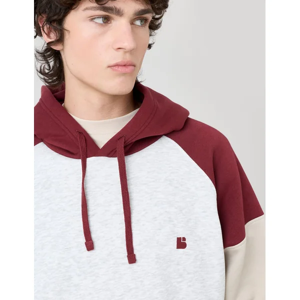 Sweat colorblock à capuche Gris clair