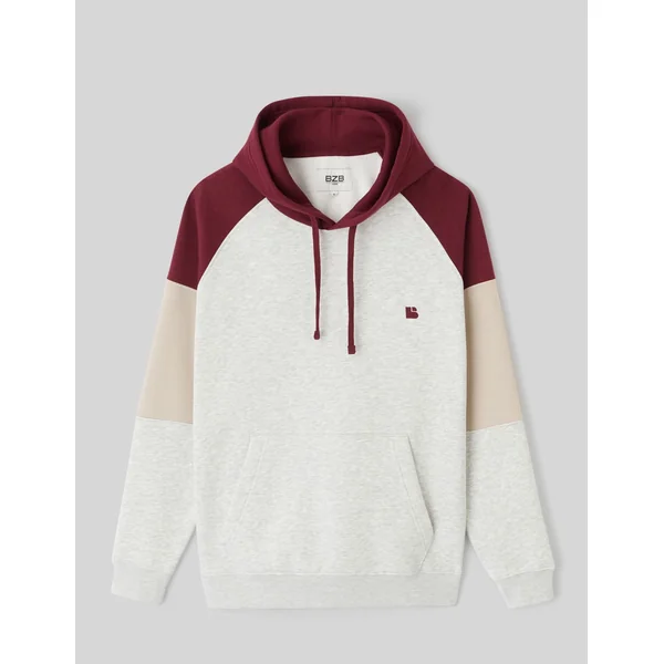 Sweat colorblock à capuche Gris clair