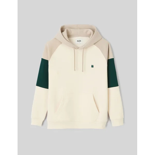 Sweat colorblock à capuche Naturel