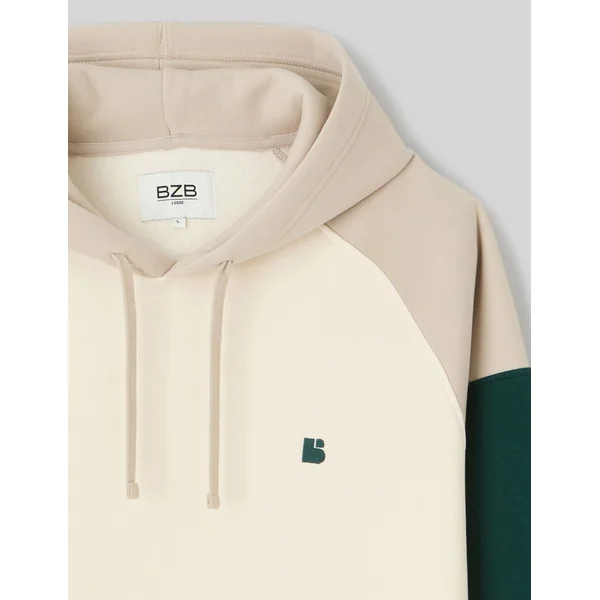 Sweat colorblock à capuche Naturel