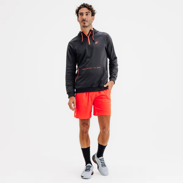 Sweat de padel technique avec capuche homme Kuikma Pro noir rouge