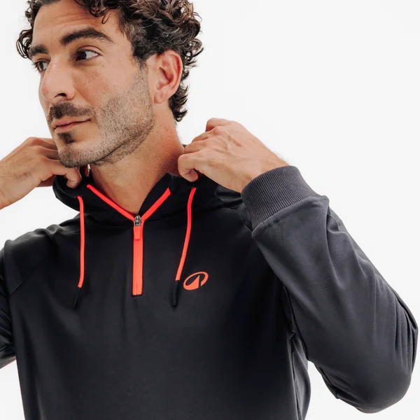 Sweat de padel technique avec capuche homme Kuikma Pro noir rouge