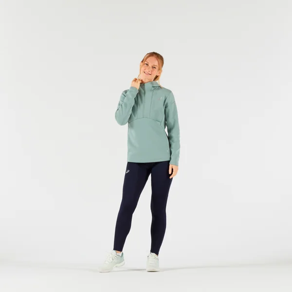 Sweat de tennis zippé à capuche, femme vert