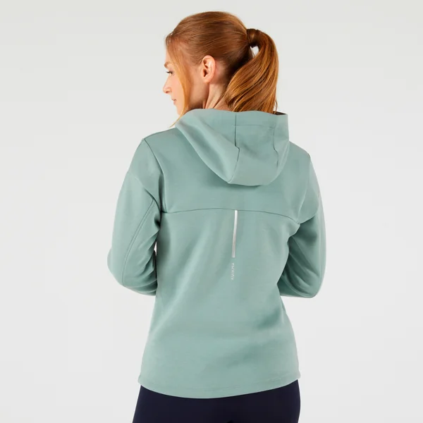 Sweat de tennis zippé à capuche, femme vert