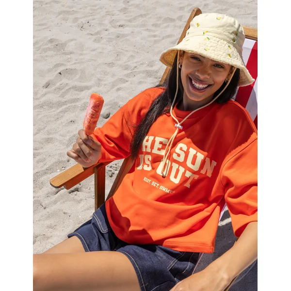 Sweat imprimé manches courtes Rouge
