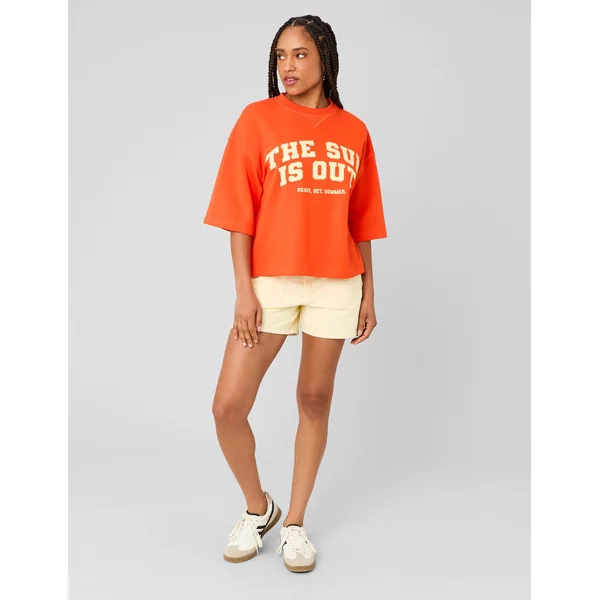 Sweat imprimé manches courtes Rouge
