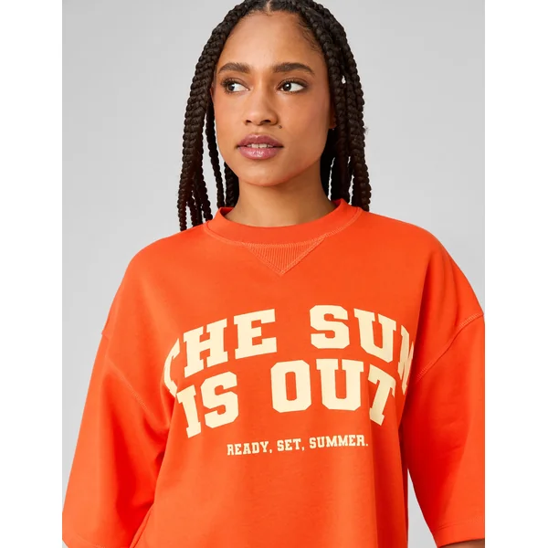 Sweat imprimé manches courtes Rouge