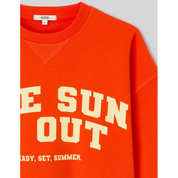 Sweat imprimé manches courtes Rouge