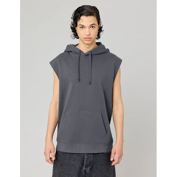 Sweat sans manches à capuche Gris foncé