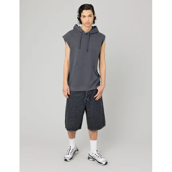 Sweat sans manches à capuche Gris foncé