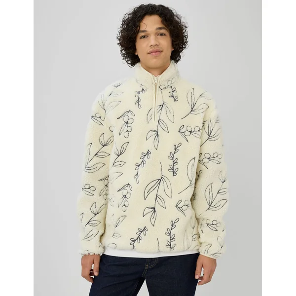 Sweat sherpa brodée Naturel