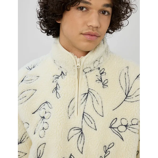 Sweat sherpa brodée Naturel