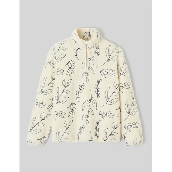Sweat sherpa brodée Naturel