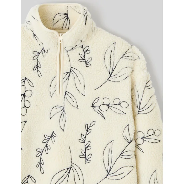 Sweat sherpa brodée Naturel