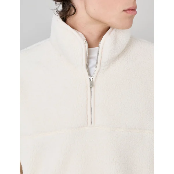 Sweat sherpa col montant zippé Naturel
