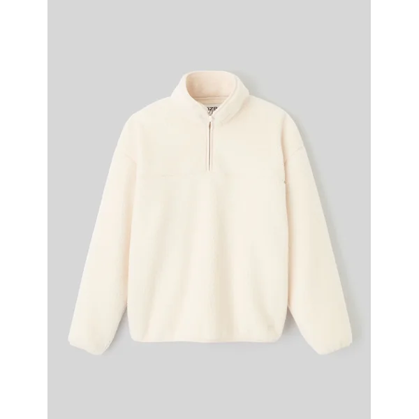 Sweat sherpa col montant zippé Naturel