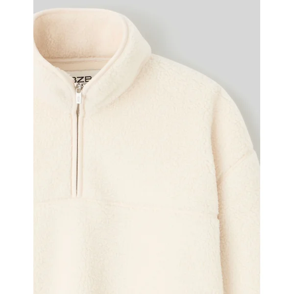 Sweat sherpa col montant zippé Naturel