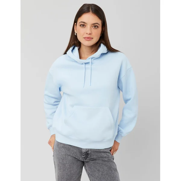 Sweat uni à capuche Bleu
