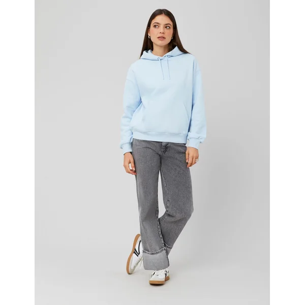Sweat uni à capuche Bleu