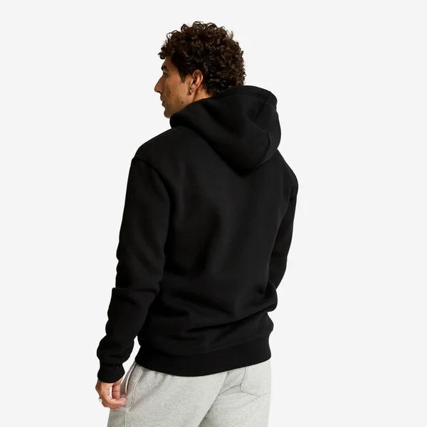 Sweat zippé avec capuche fitness homme, noir