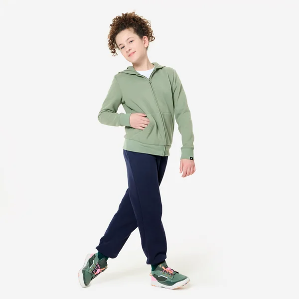 Sweat zippé enfant, vert kaki