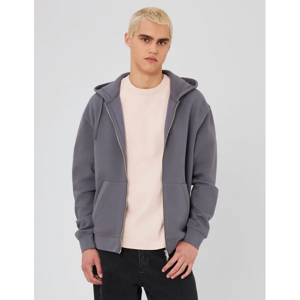Sweat zippé ouverture double Gris foncé