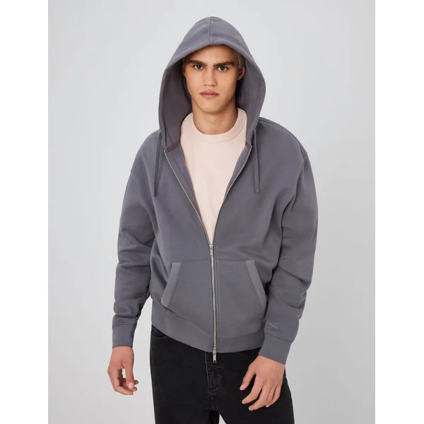 Sweat zippé ouverture double Gris foncé