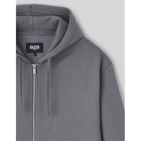 Sweat zippé ouverture double Gris foncé