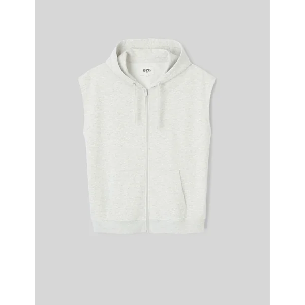 Sweat zippé sans manches Gris clair