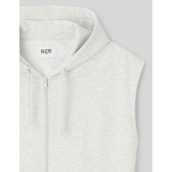 Sweat zippé sans manches Gris clair
