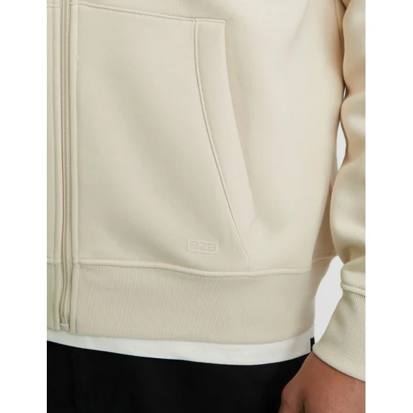 Sweat zippé à capuche Blanc cassé