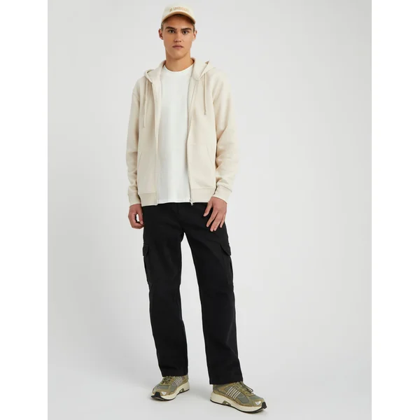 Sweat zippé à capuche Blanc cassé