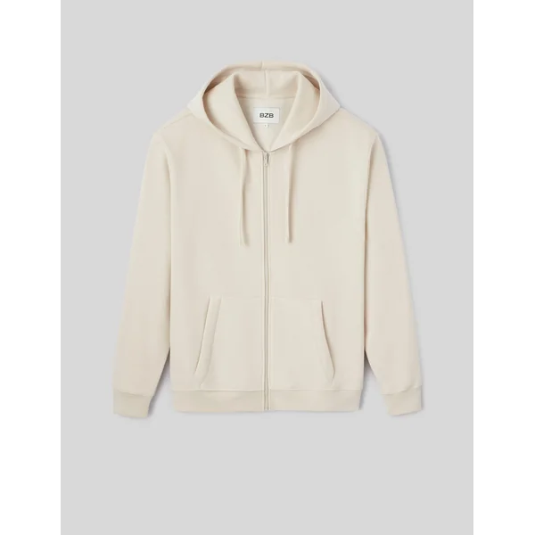 Sweat zippé à capuche Blanc cassé