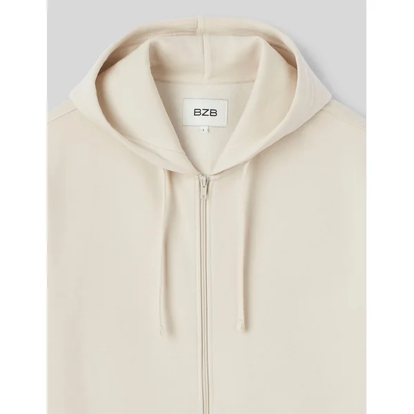Sweat zippé à capuche Blanc cassé