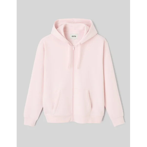 Sweat zippé à capuche Rose