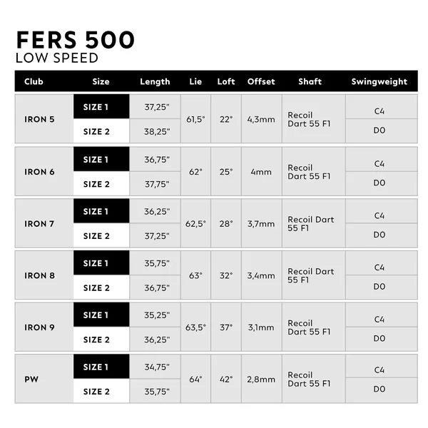 Série fers golf droitier VITESSE LENTE / SENIOR/LADY graphite, 500