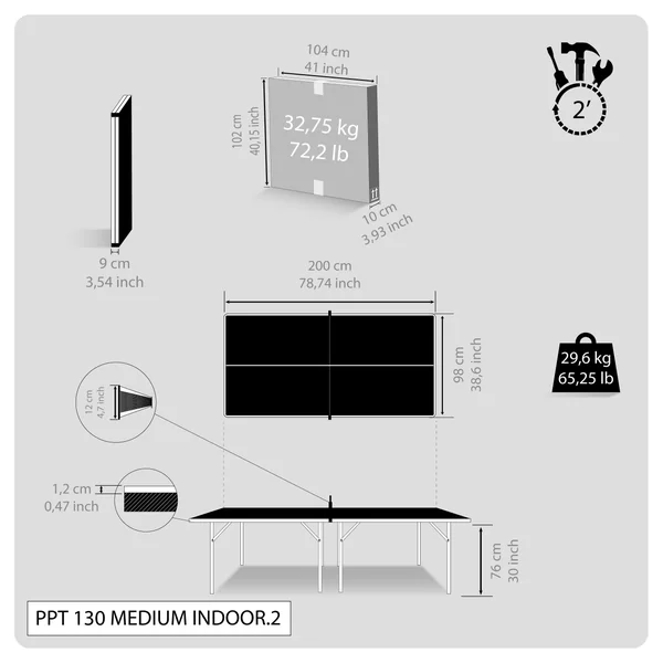 Table de ping pong PPT 130 Medium Indoor Black