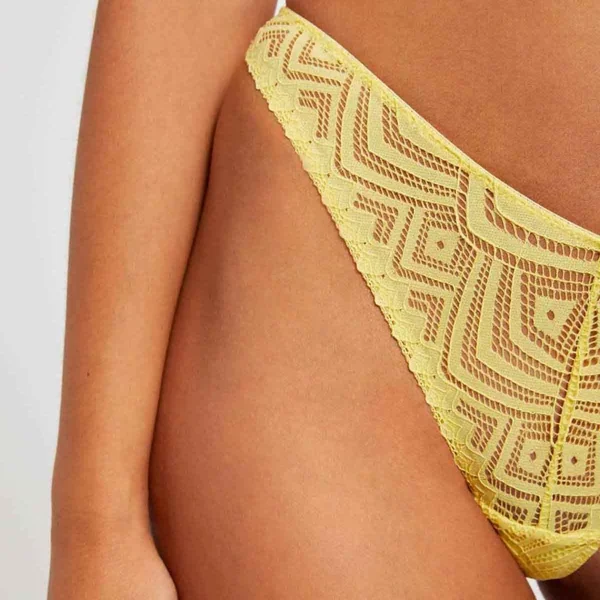 Tanga brésilien jaune Nina Morgan Lingerie