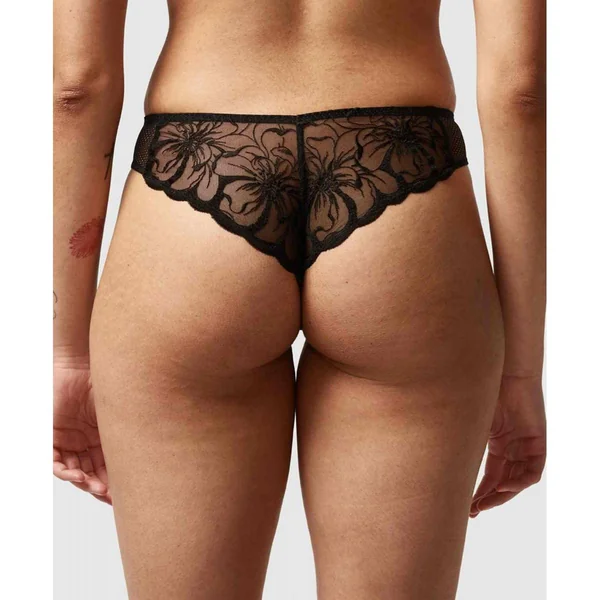 Tanga Chantelle NOIR - FLEURS en coton Chantelle