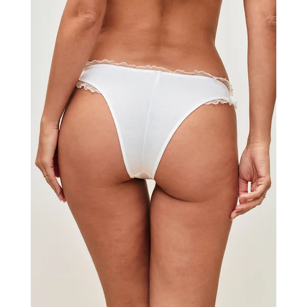 Tanga en coton broderie citron "Zesty